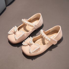 Spring Bowknot Pearl Leather Girls Shoes Baby Princess Shoes