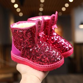 Winter Fashion Children Shoes Girls Boots with Glitter Princess Cute Rabbit Baby Toddler Snow Boots New Kids Short Boots E09133