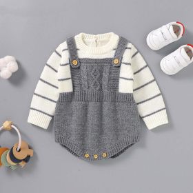 Baby Striped Pattern False Design Triangle Knit Onesies