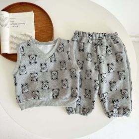 Baby Bear Embroidered Pattern Vest Combo Trousers Sets