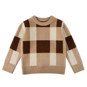 Baby Boy Plaid Graphic O-Neck Long Sleeves Western Classic Sweater