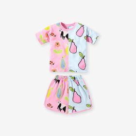 Baby Girl Fruit Pattern Colorblock Design Summer Clothing Sets