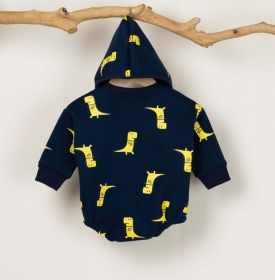 Baby Boy 1pcs Cartoon Dinosaur Pattern Long Sleeves O-Neck Bodysuit & Hats