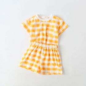 Baby 1pcs Plaid & Heart Pattern Tee Combo Shorts Simply Style Sets