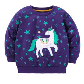 Baby Boy And Girl Unicorn Patches Pattern Pure Cotton Loose Hoodie