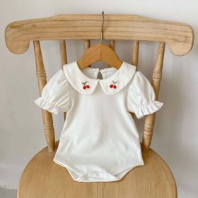 Baby Girl Embroidered Design Lapel Simple Style Onesies