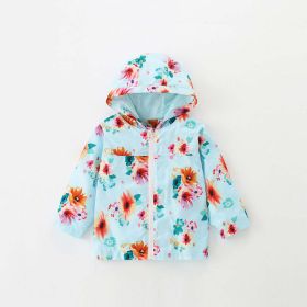 Baby Girl Floral Pattern Zipper Front Design Windbreaker Coat