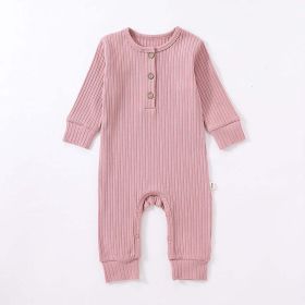 Baby Boy And Girl Solid Color Quarter Button Design Jumpsuit