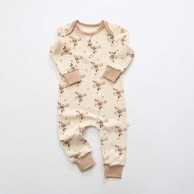 Baby Floral Graphic Envelope Collar Design Soft Cotton Nordic Style Jumpsuit