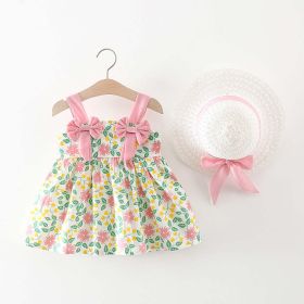 Baby Girl Flower Pattern Bow Patched Design Beautiful Dress