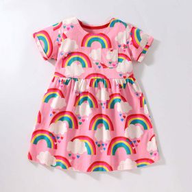 Baby Girl Rainbow Graphic Short Sleeve Round Neck Dress