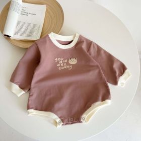 Baby Girl Cartoon Bear Pattern Simple Colorblock Design Bodysuit