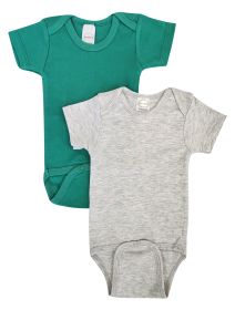 Unisex Baby 2 Pc Onezies (Color: Green/Grey, size: Newborn)