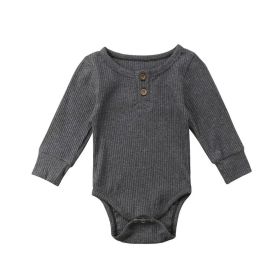 Infant Sunken Stripe Cotton Long Sleeve Triangle Rompers (Option: Gray-100cm)